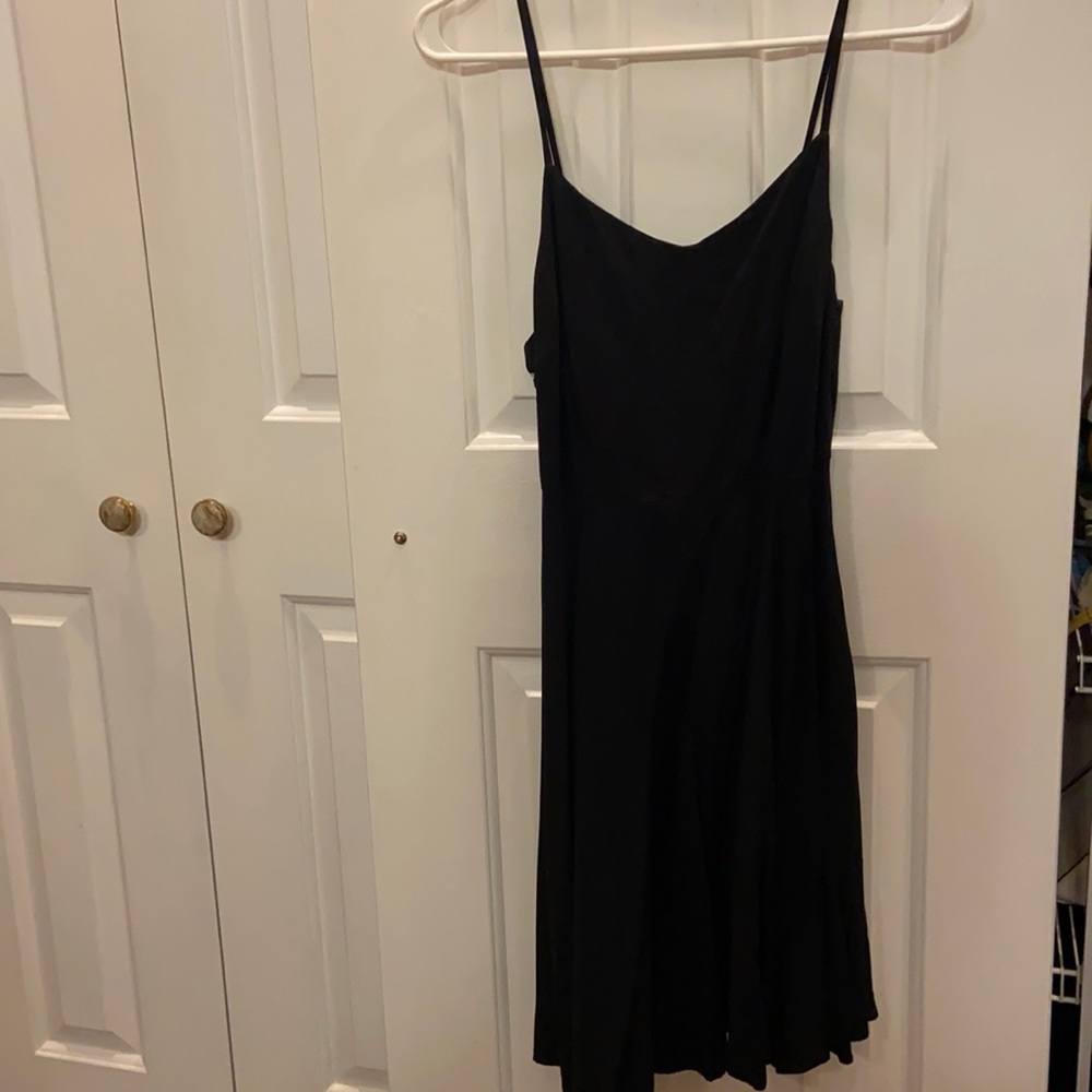 Ballerina-like Black Cotton Dress with Thin Straps
